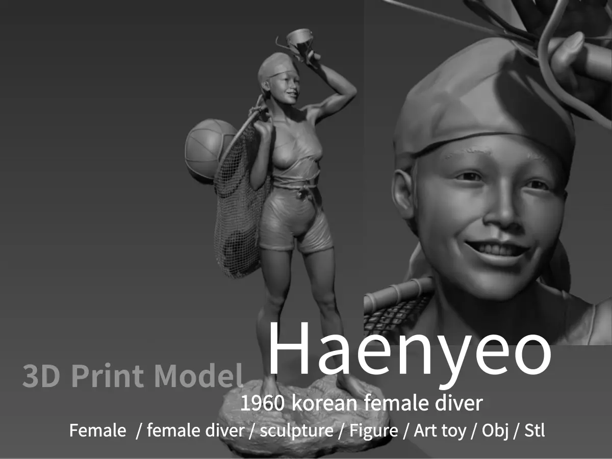 1960s korean Female diver 3D print model