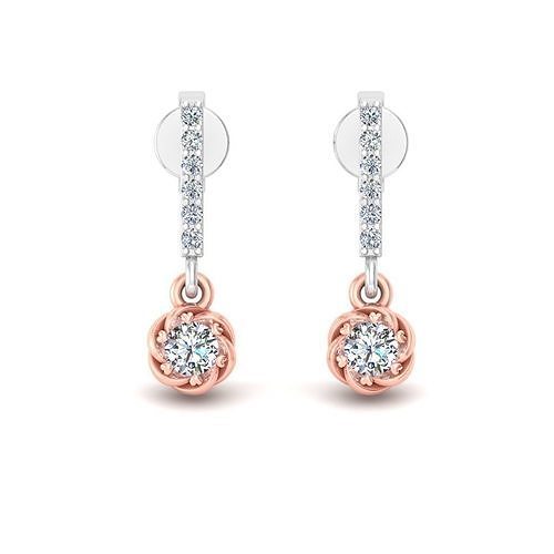 Long Diamond Earrings in White and Rose Gold 3DM Print Ready 3D print model