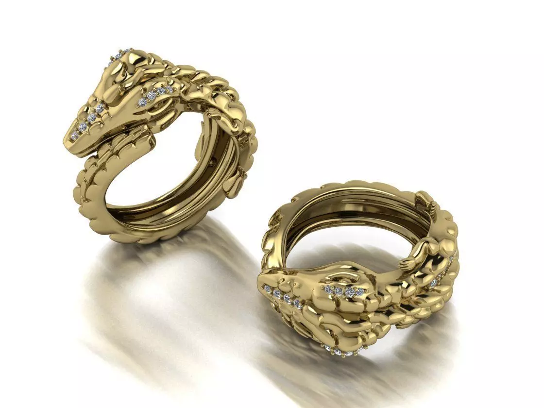 Crocodile Ring Jewelery Gold Free 3D print model