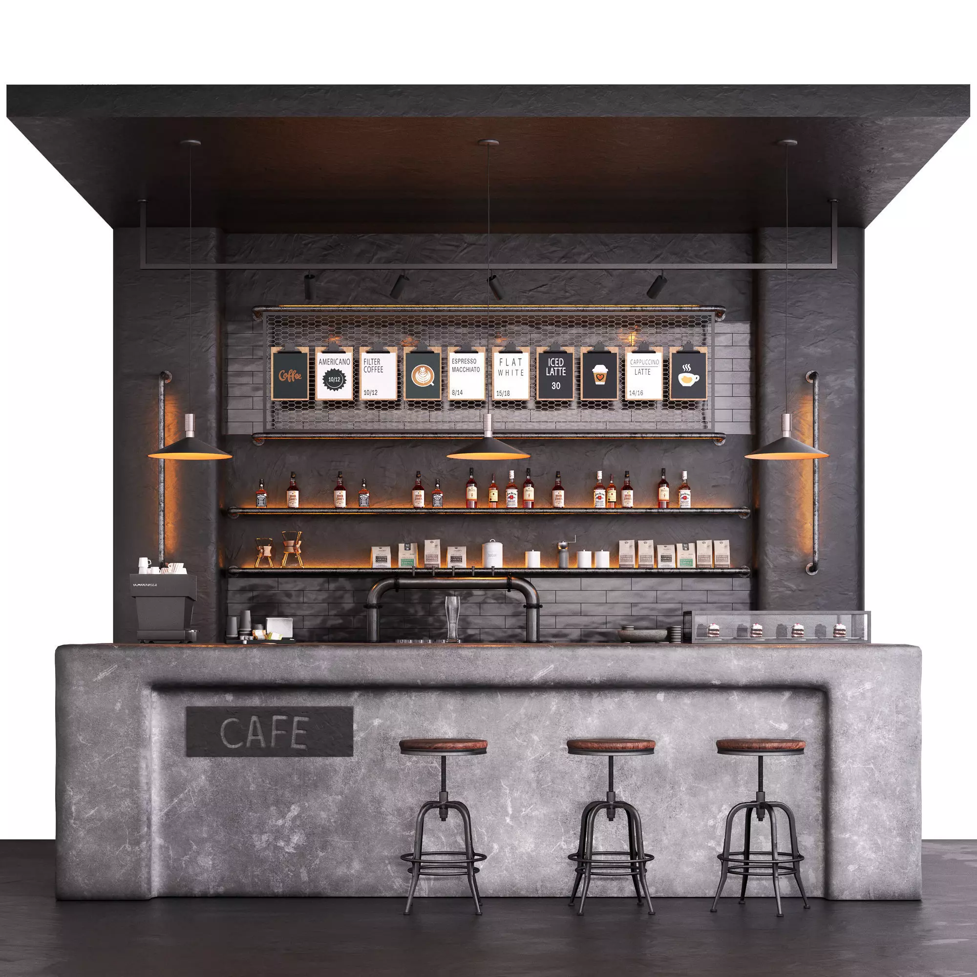 Coffee shop counter 3D model_0