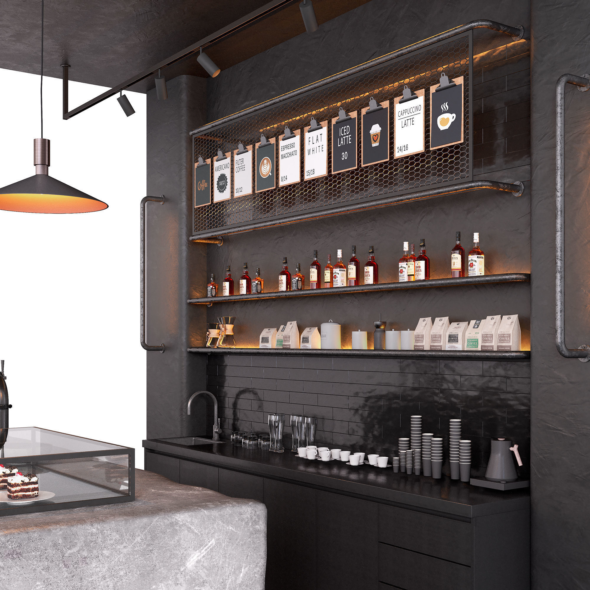 Coffee shop counter 3D model_6