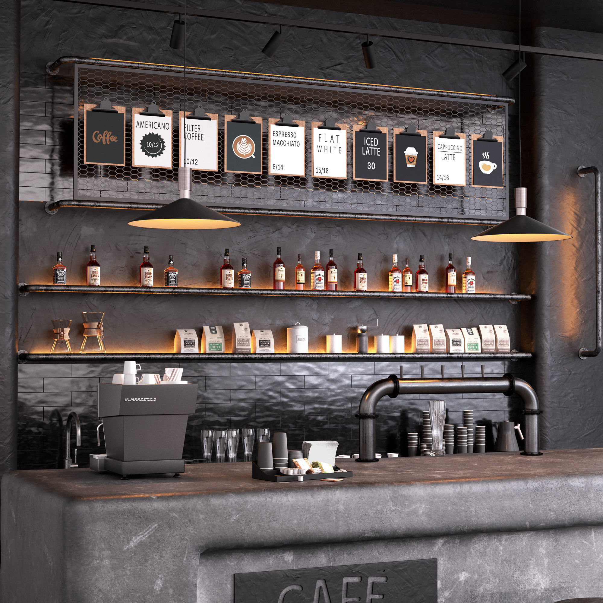 Coffee shop counter 3D model_3