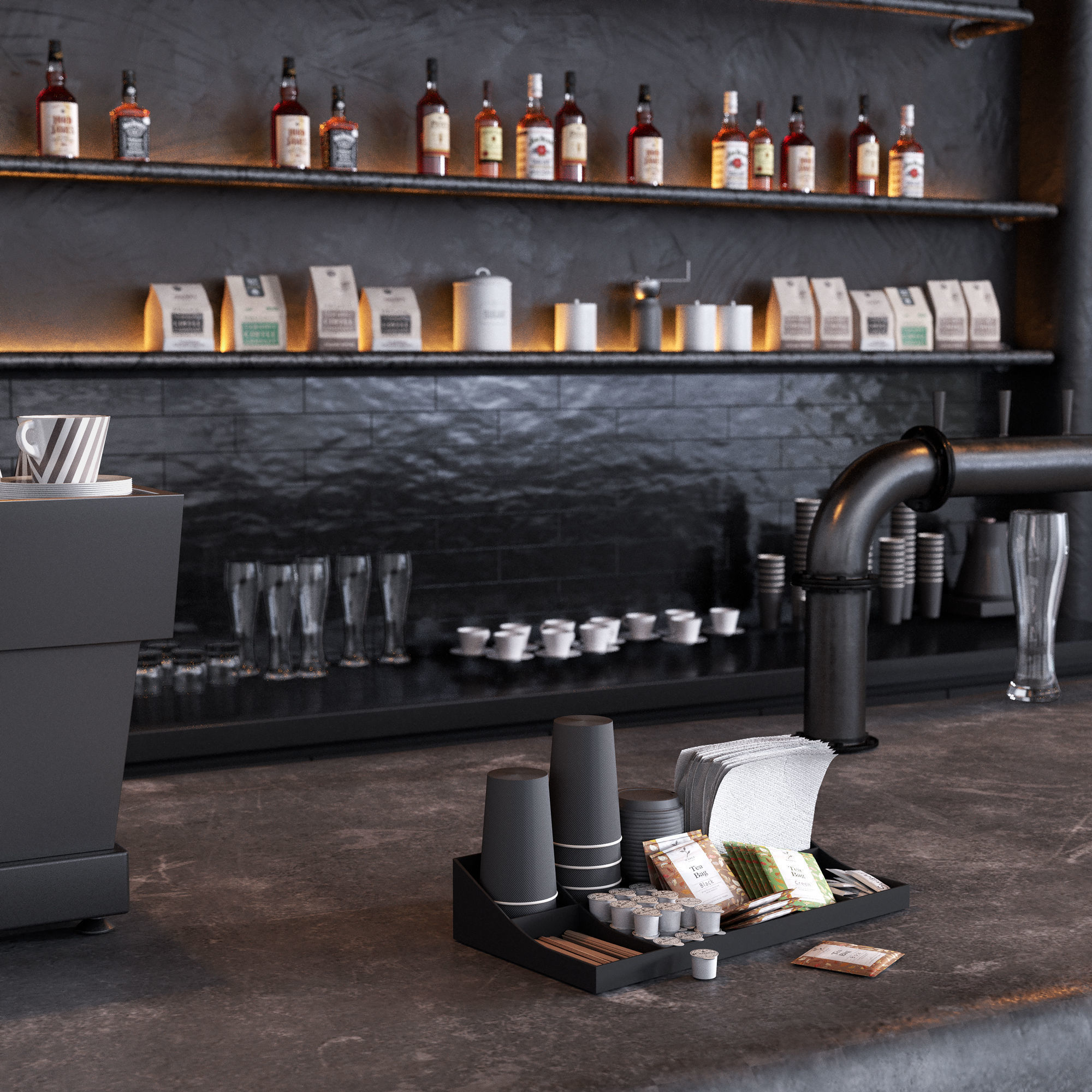 Coffee shop counter 3D model_1