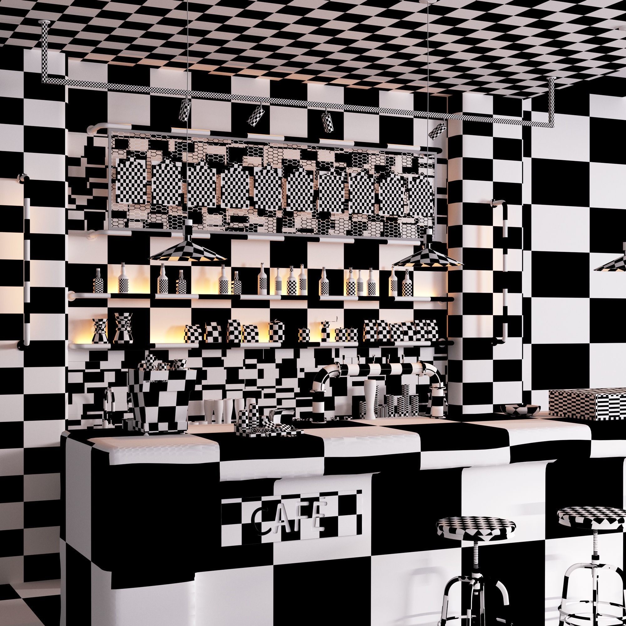 Coffee shop counter 3D model_8