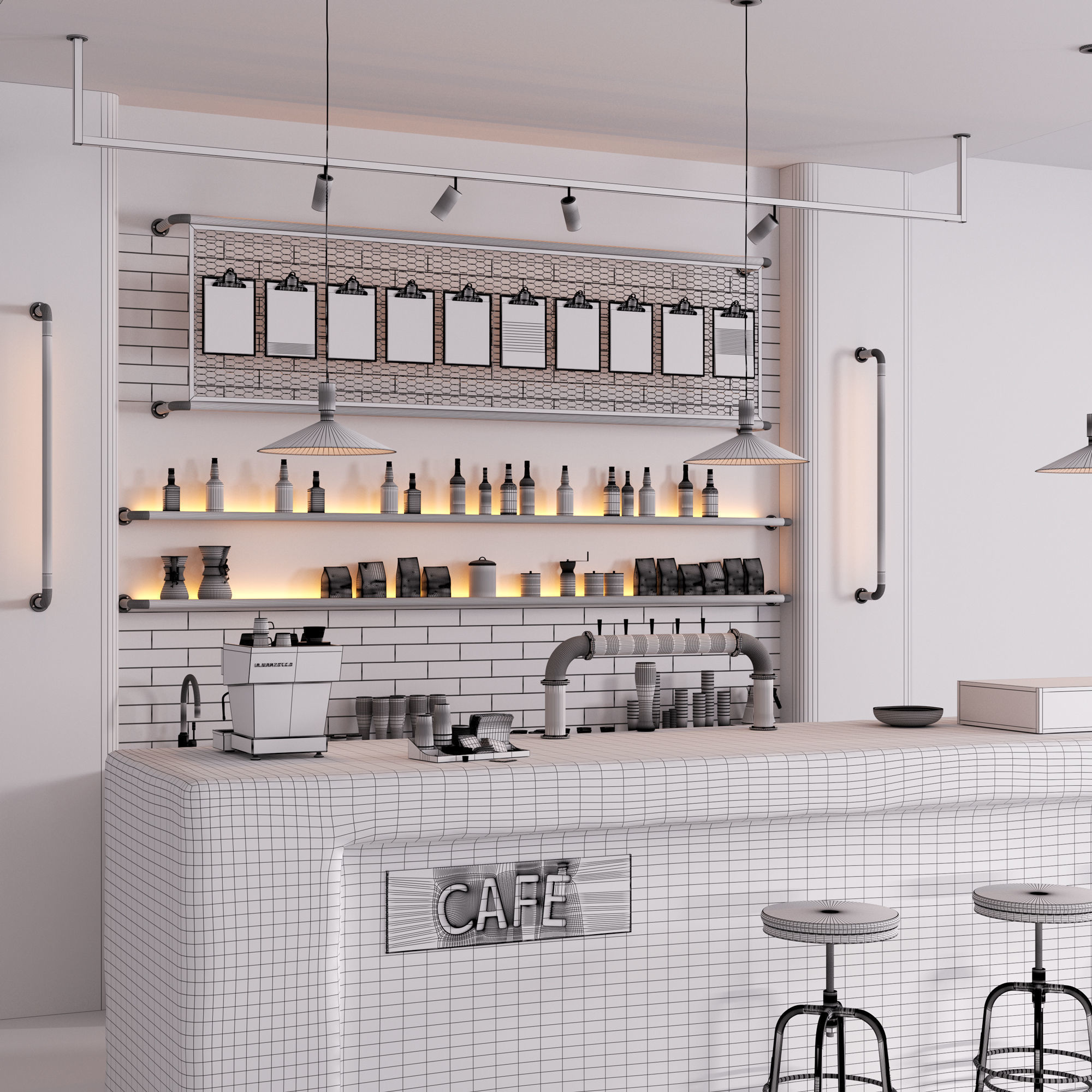 Coffee shop counter 3D model_7