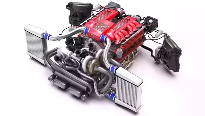 Koenig Specials Twin Turbo V12 Low-poly 3D model