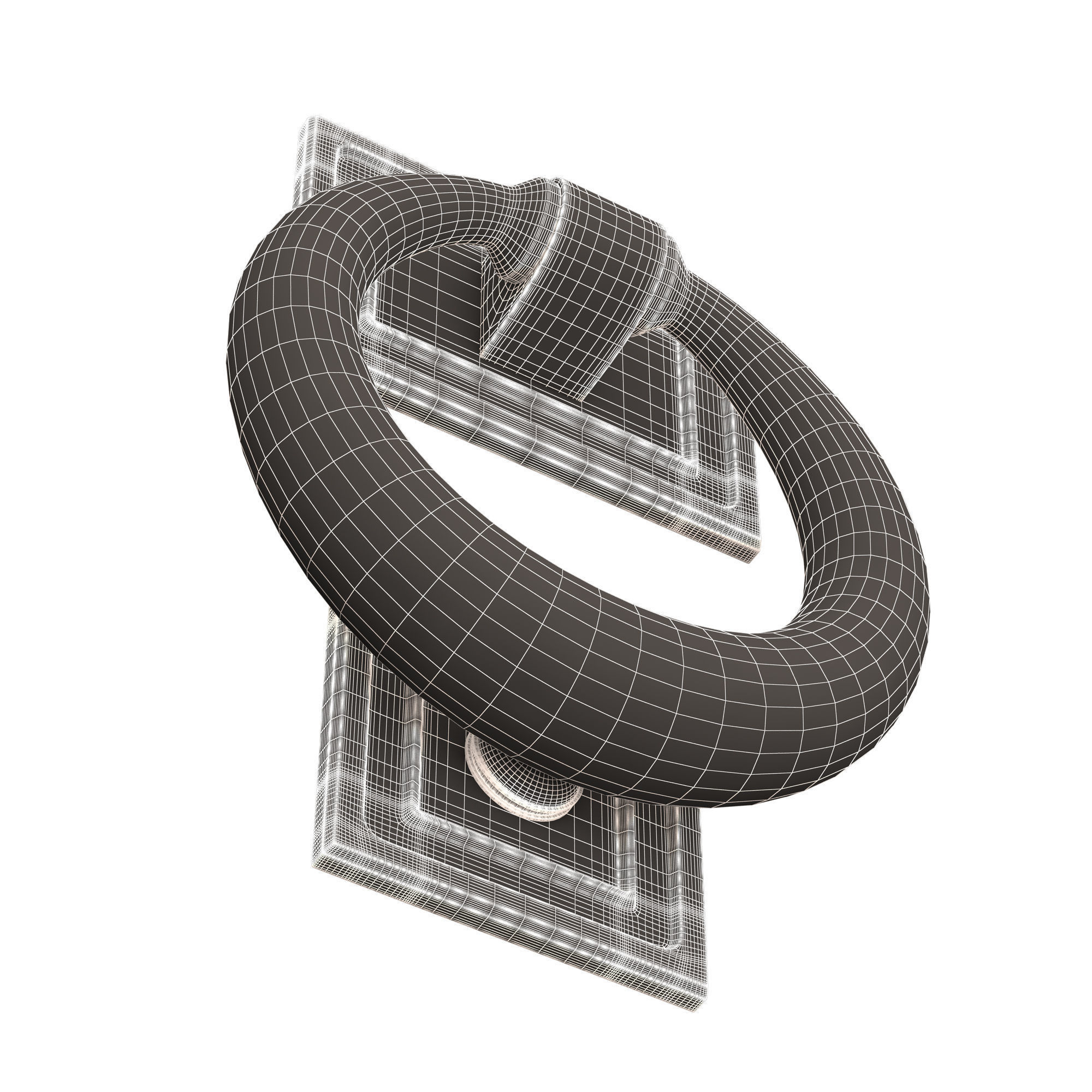 Classic Door Handle 02 Chrome Low-poly 3D model_12