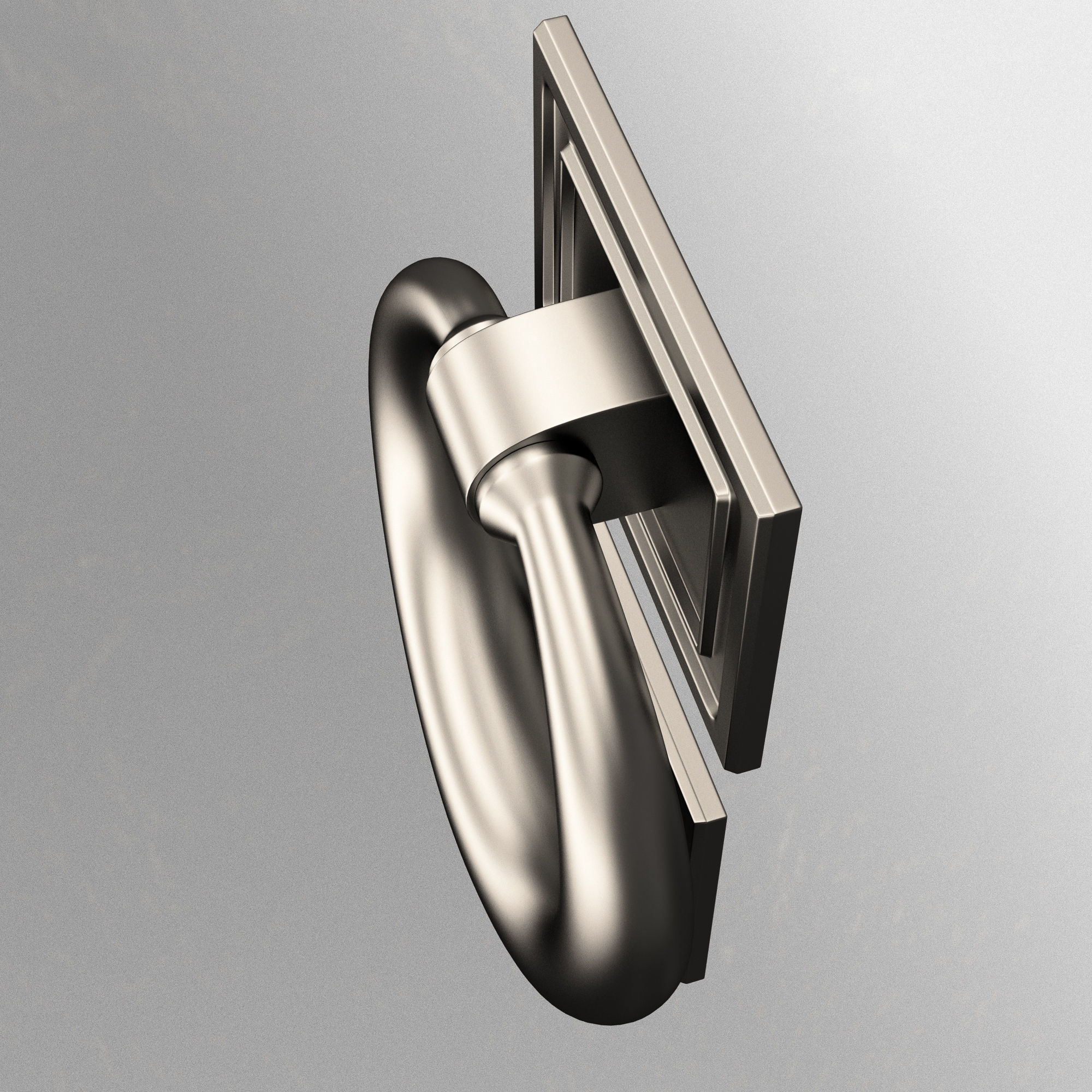 Classic Door Handle 02 Chrome Low-poly 3D model_4
