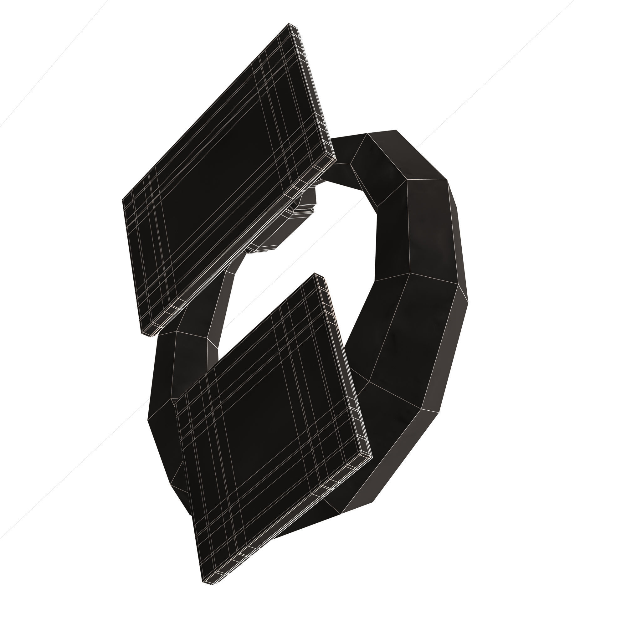 Classic Door Handle 02 Chrome Low-poly 3D model_9