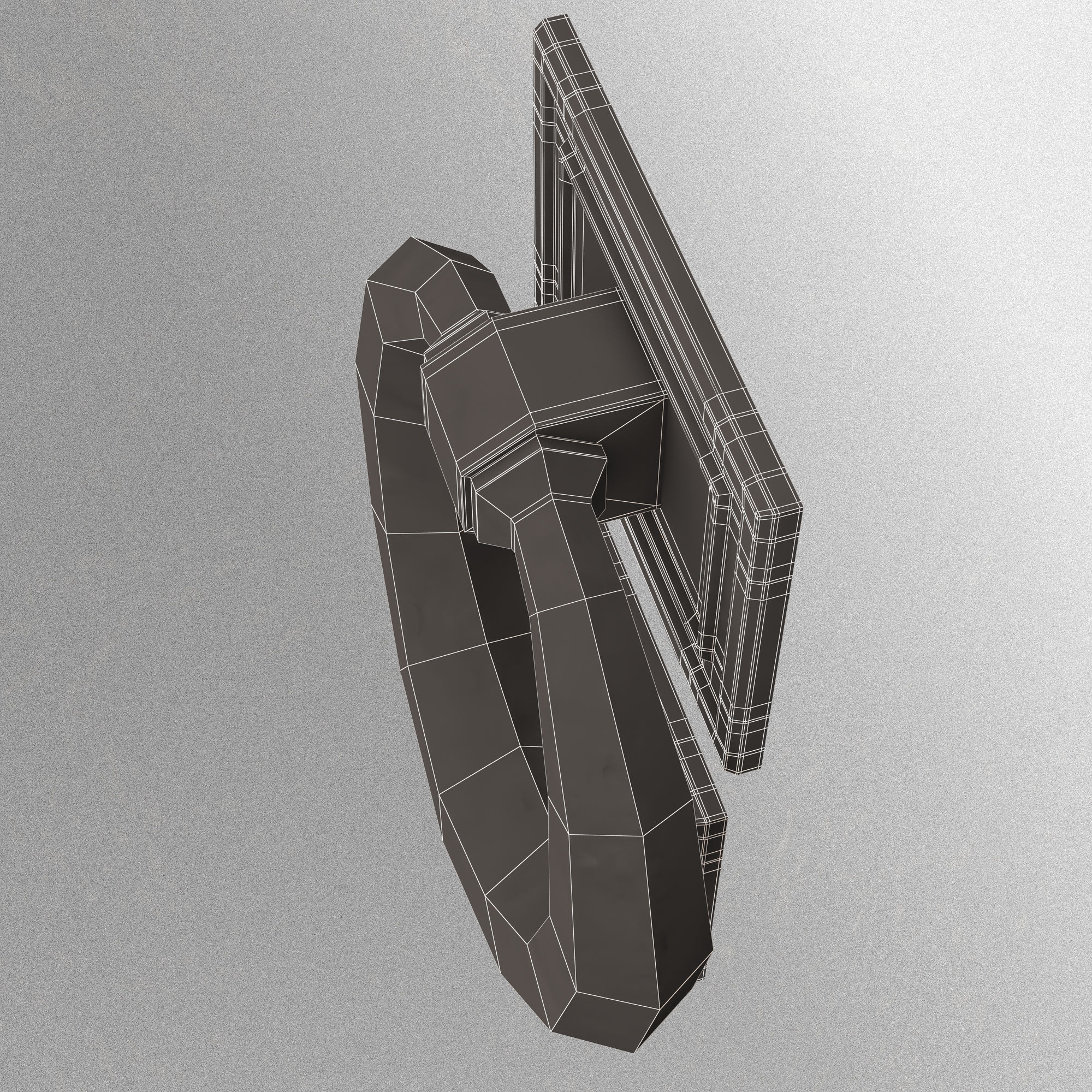 Classic Door Handle 02 Chrome Low-poly 3D model_8