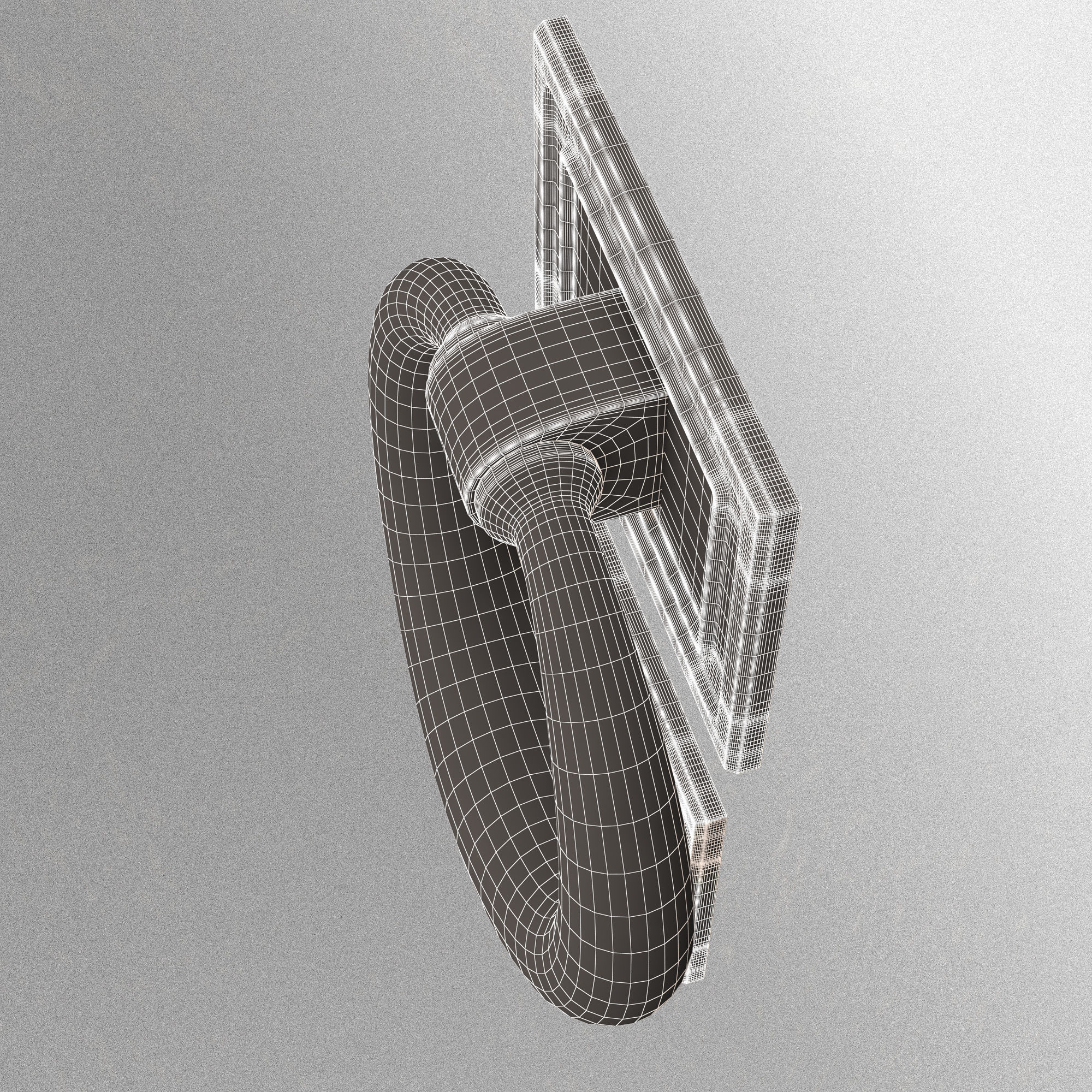 Classic Door Handle 02 Chrome Low-poly 3D model_13