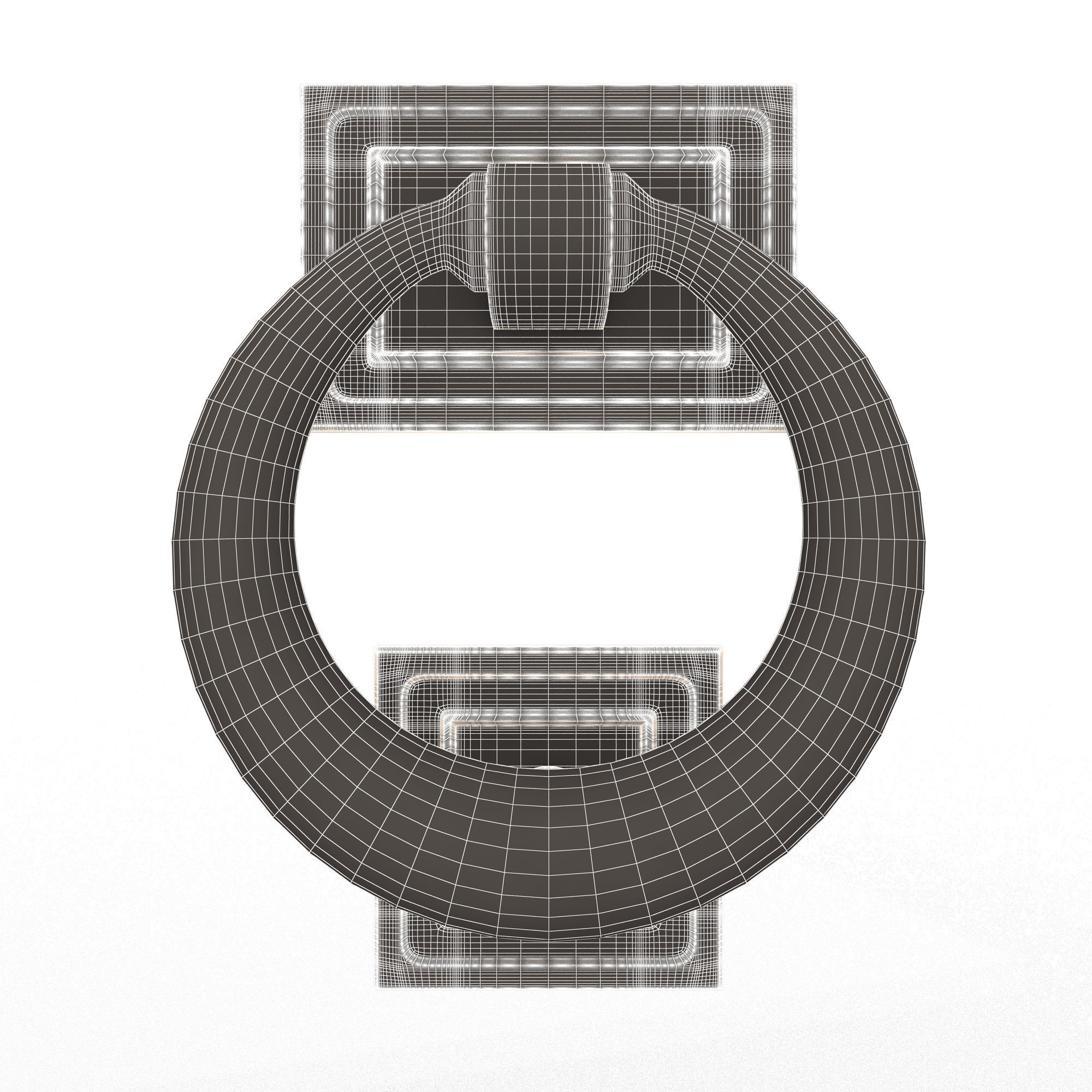 Classic Door Handle 02 Chrome Low-poly 3D model_6