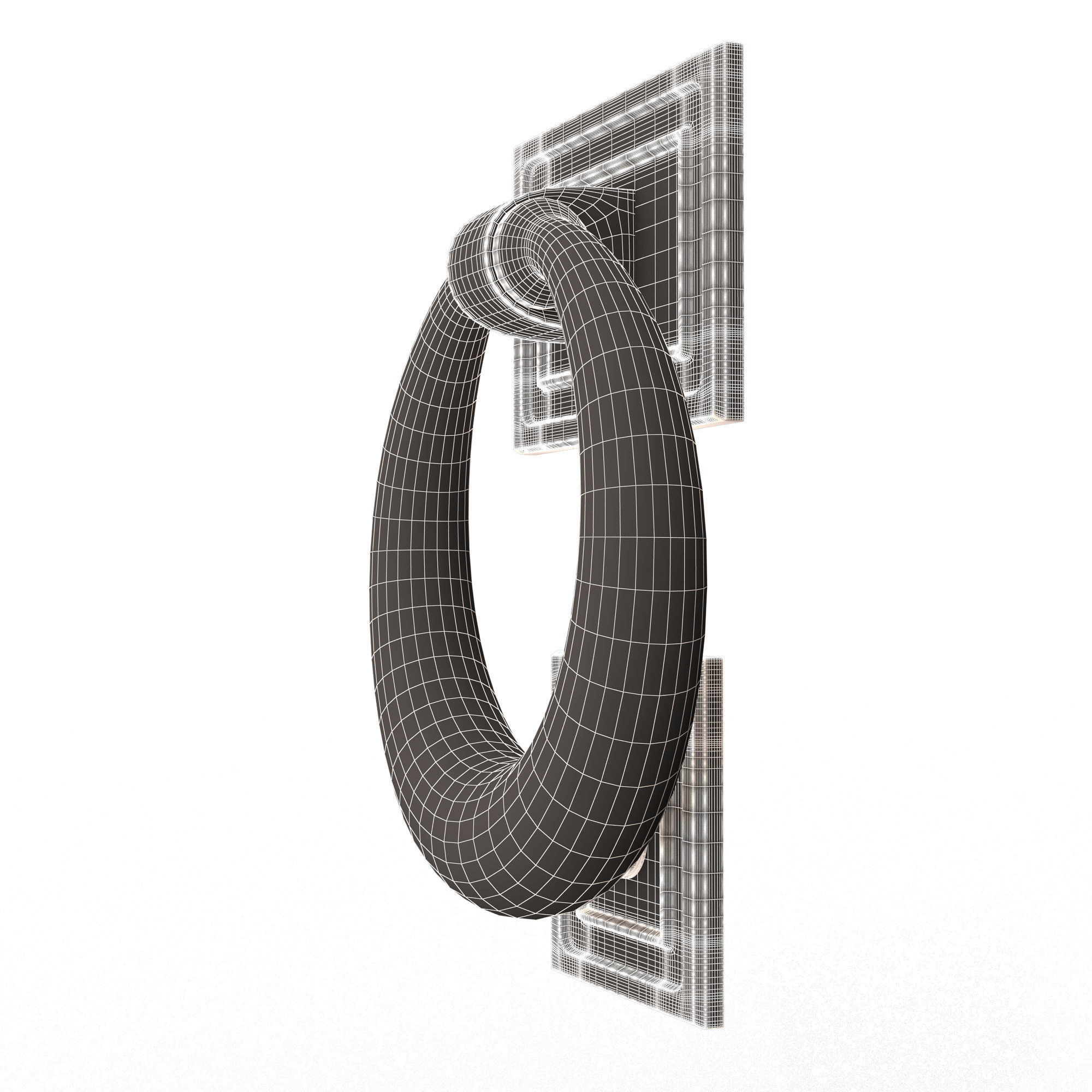 Classic Door Handle 02 Chrome Low-poly 3D model_11