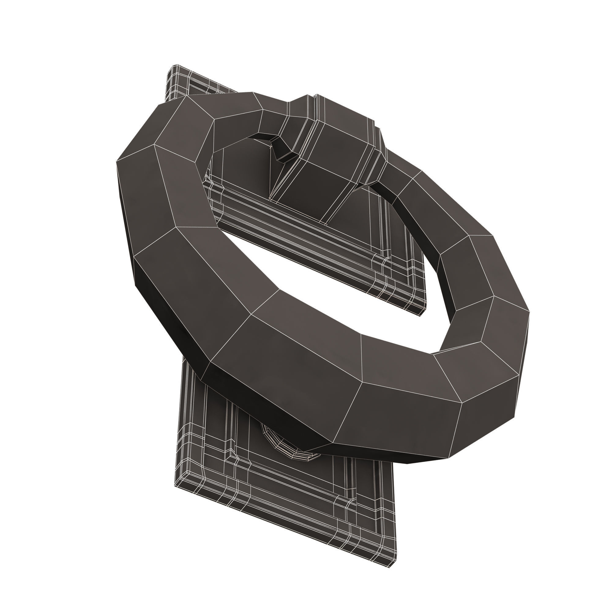 Classic Door Handle 02 Chrome Low-poly 3D model_7