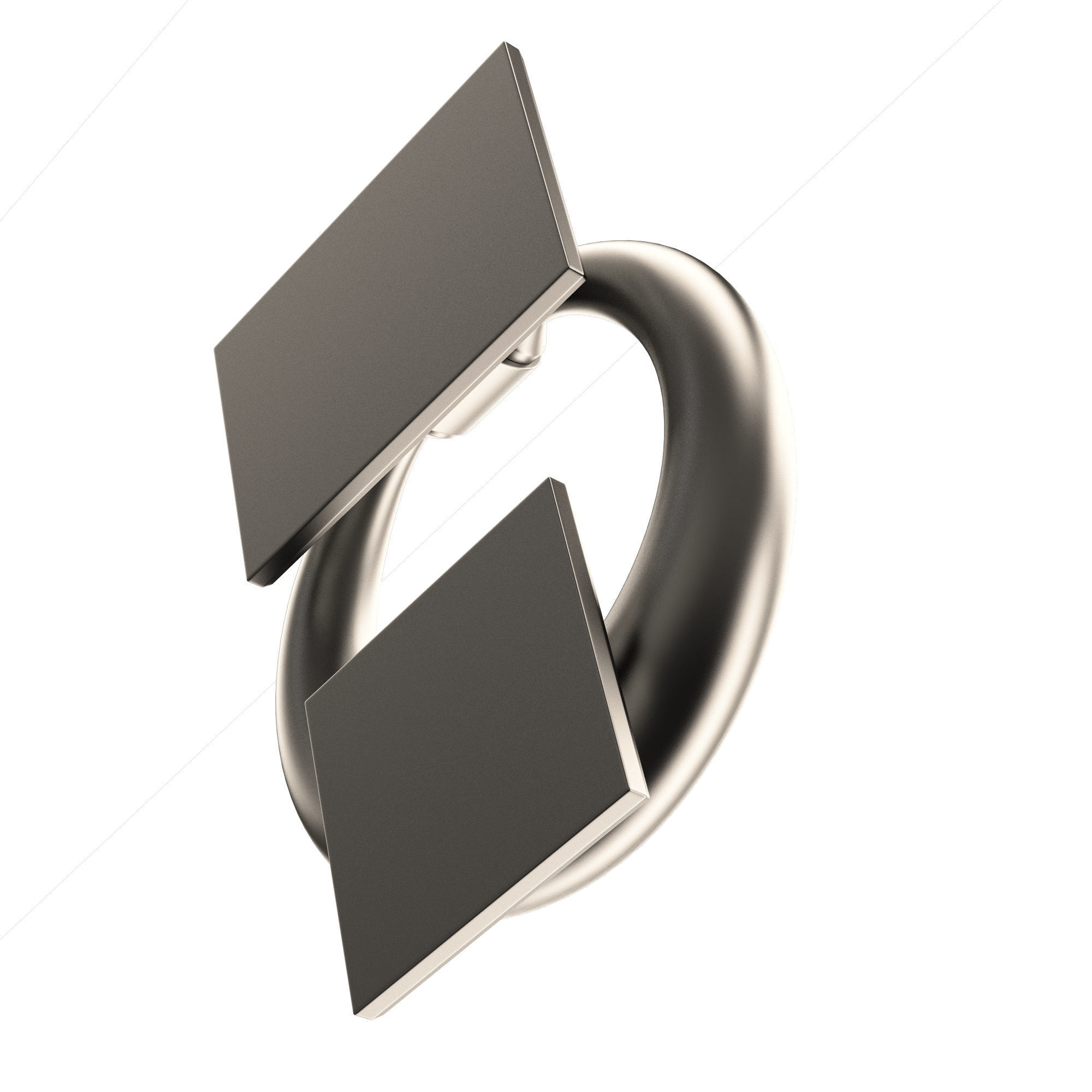 Classic Door Handle 02 Chrome Low-poly 3D model_5
