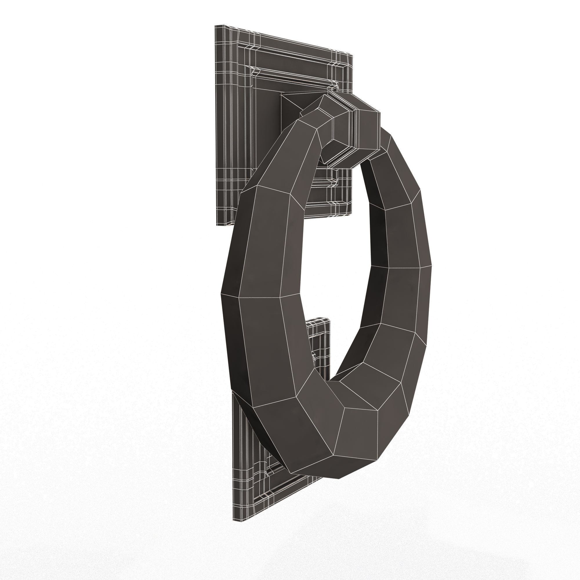 Classic Door Handle 02 Chrome Low-poly 3D model_16