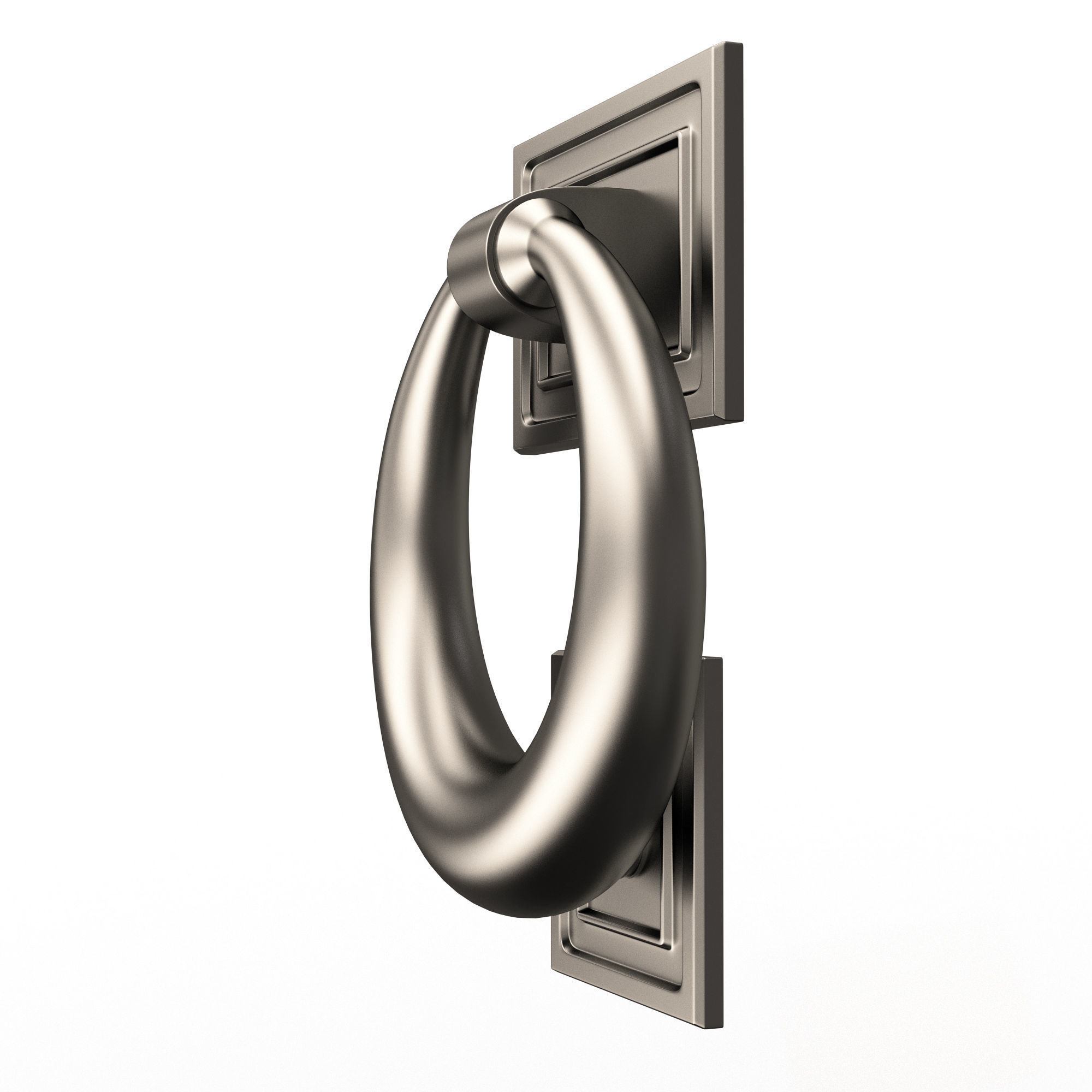 Classic Door Handle 02 Chrome Low-poly 3D model_2