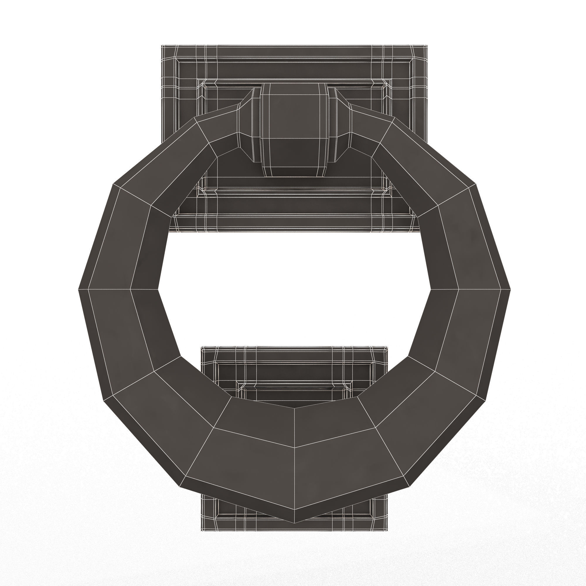 Classic Door Handle 02 Chrome Low-poly 3D model_15