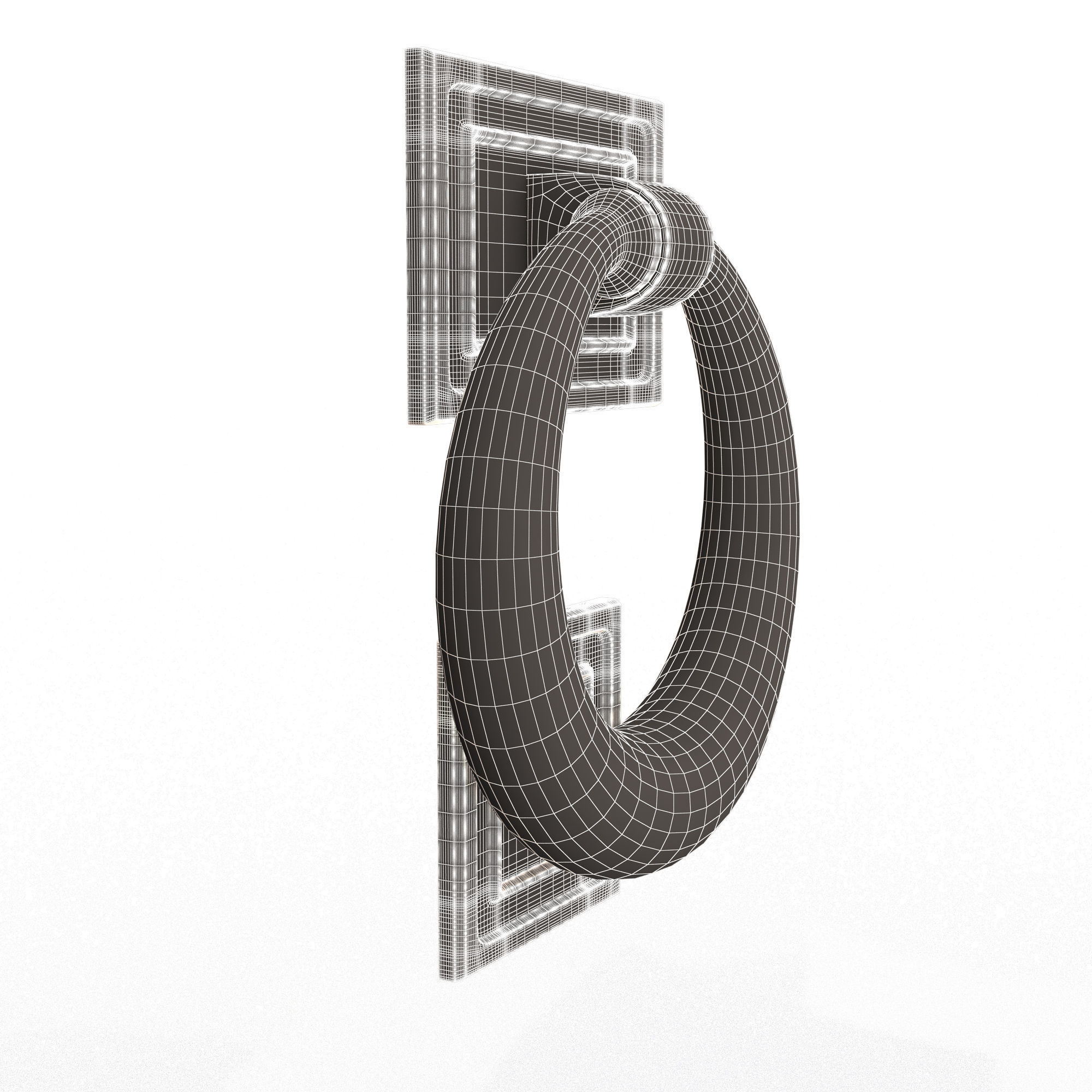 Classic Door Handle 02 Chrome Low-poly 3D model_10