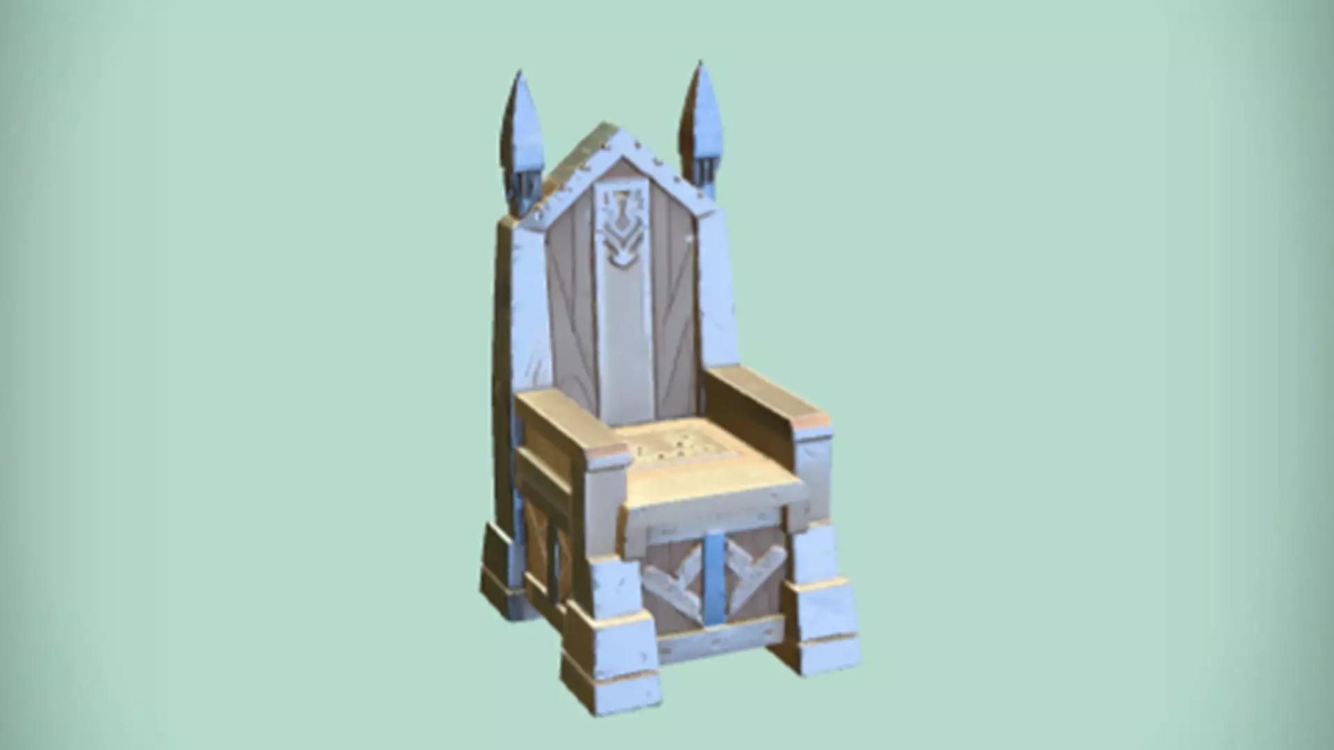 wooden throne with intricate carvings 3D model_0