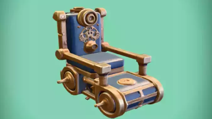 steampunk-themed mechanical chair 3d Game ready Model