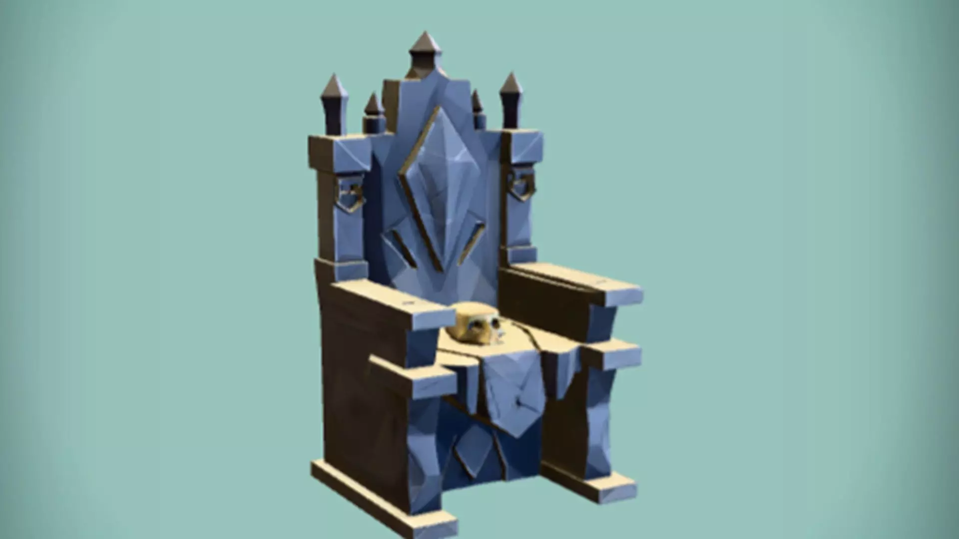 Gothic stone throne with skulls 3D model_0