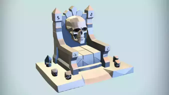 throne with skull decorations