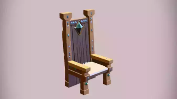 ornate wooden throne 3d Game ready Model