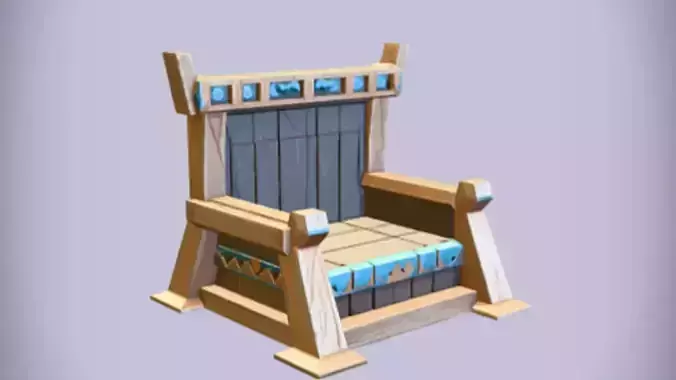 wooden throne with decorative elements