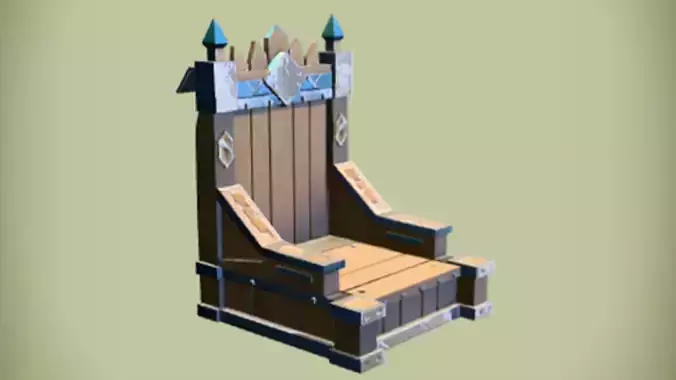 ornate wooden throne 2 3d Game ready Model
