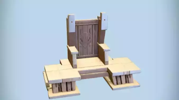 ornate wooden throne 3d Game ready Model