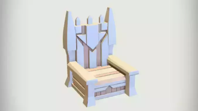 fantasy wooden throne 2 3d Game ready Model 3D model