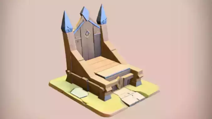 fantasy wooden throne 3D model