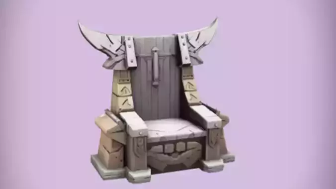 fantasy-themed wooden throne 3d Game ready Model
