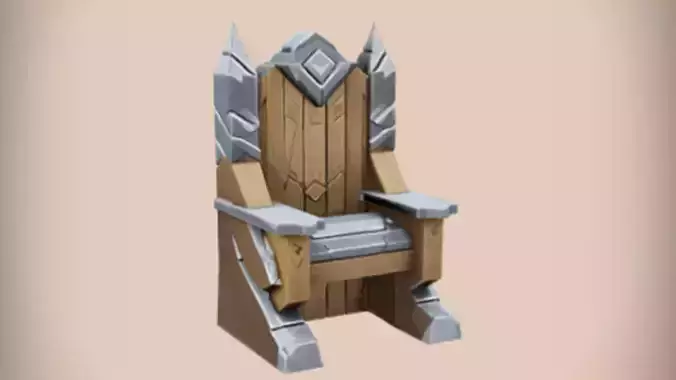 Fantasy-themed stone and wood throne