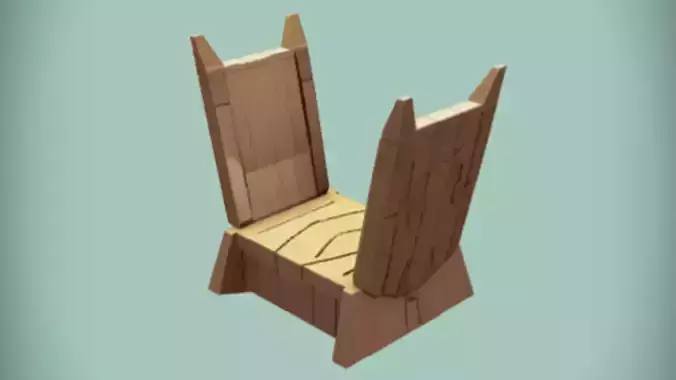 Fantasy wooden chair 3d Game ready Model 3D model