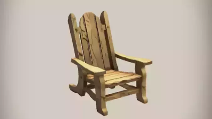 wooden rustic chair 3d Game ready Model