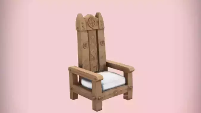 ornate wooden throne 3d Game ready Model
