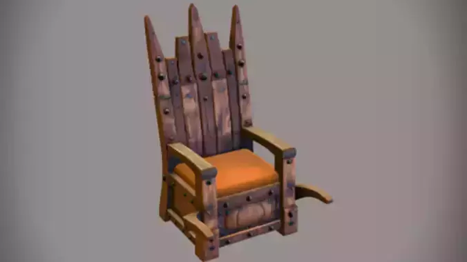 medieval wooden throne 2 3d Game ready Model