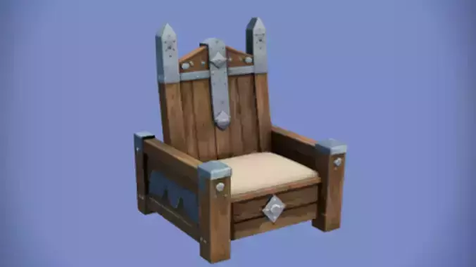 medieval wooden throne 3d Game ready Model