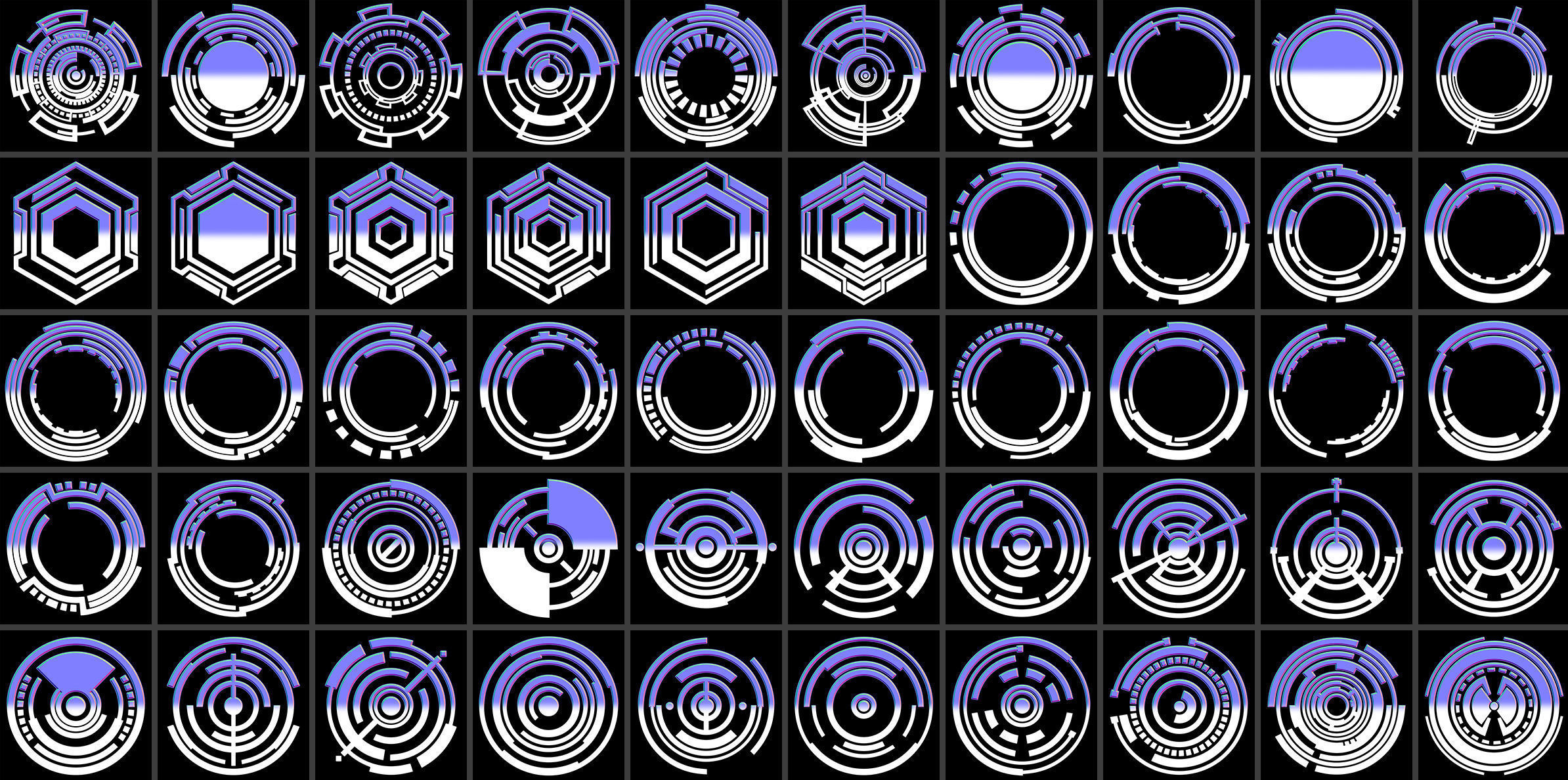 150 Sci-Fi Hologram Normal Map and Alpha Pack 3D model_1