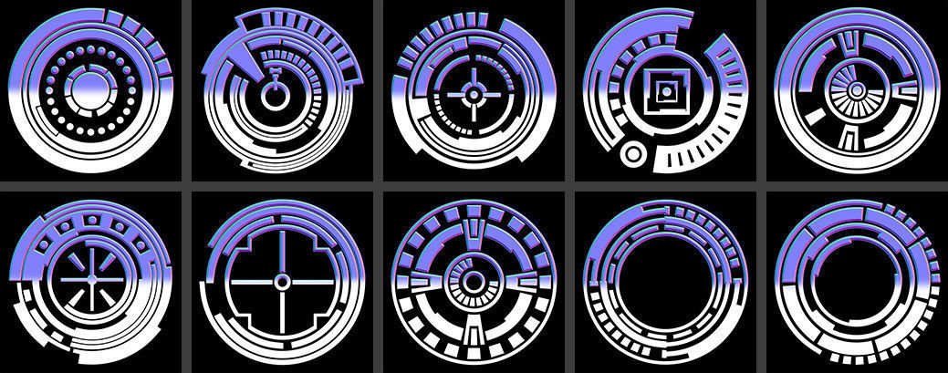 150 Sci-Fi Hologram Normal Map and Alpha Pack 3D model_12