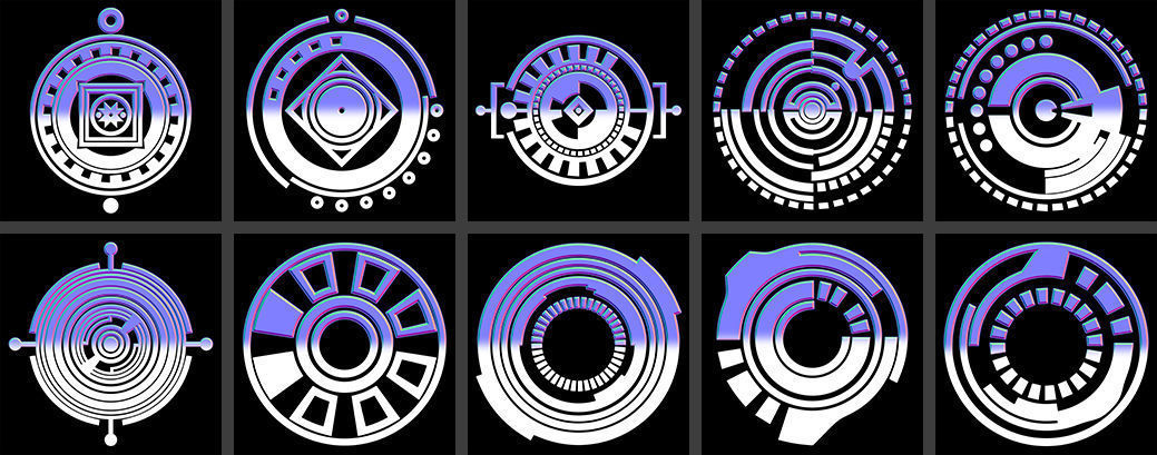 150 Sci-Fi Hologram Normal Map and Alpha Pack 3D model_10