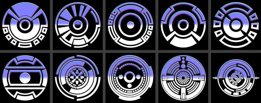 150 Sci-Fi Hologram Normal Map and Alpha Pack 3D model_9