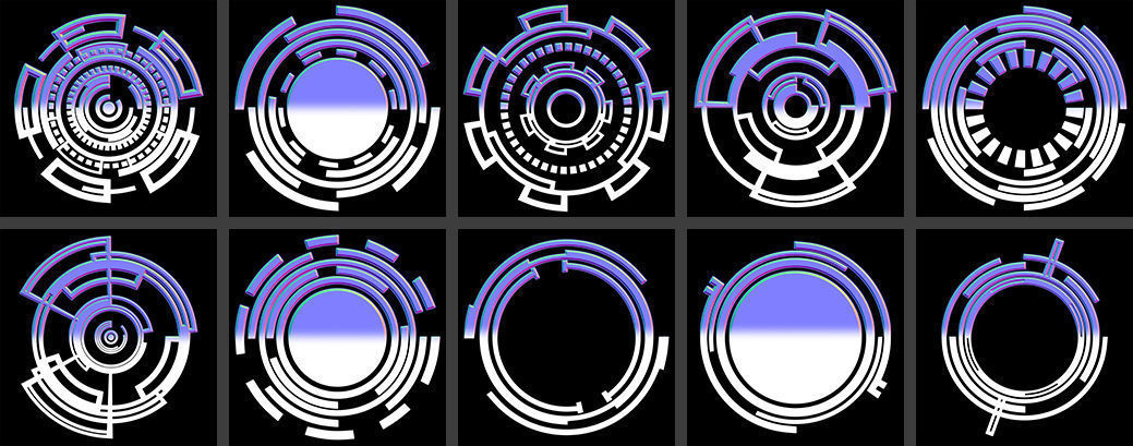 150 Sci-Fi Hologram Normal Map and Alpha Pack 3D model_4