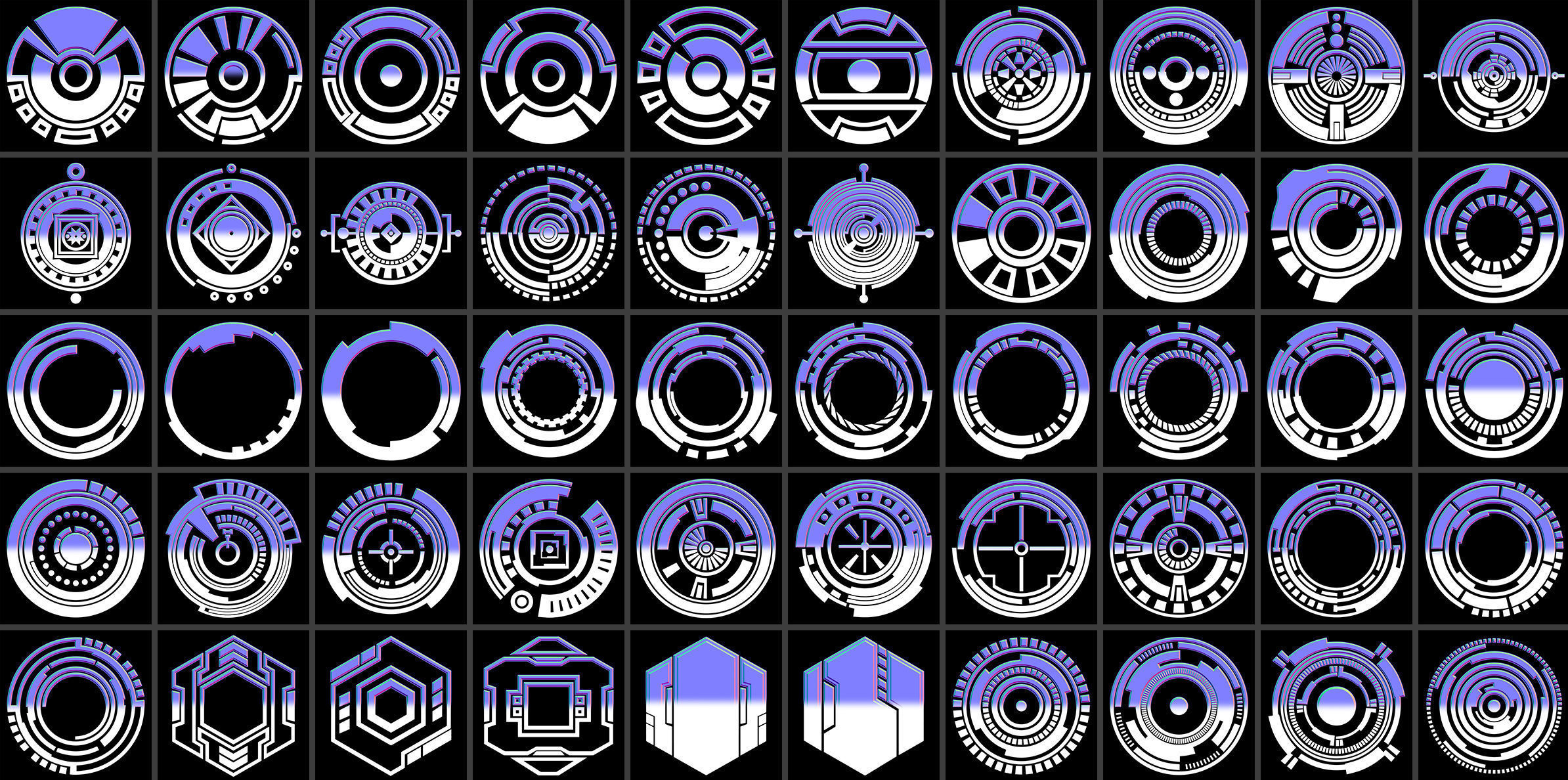 150 Sci-Fi Hologram Normal Map and Alpha Pack 3D model_2