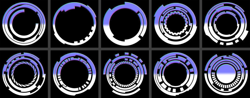 150 Sci-Fi Hologram Normal Map and Alpha Pack 3D model_11