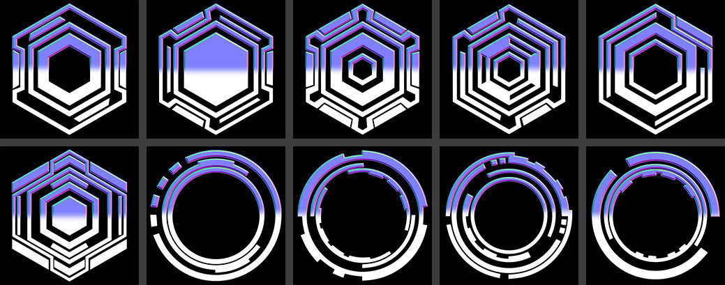 150 Sci-Fi Hologram Normal Map and Alpha Pack 3D model_5