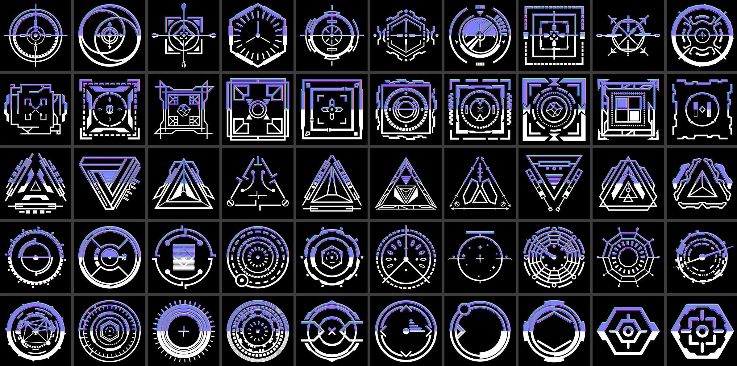 150 Sci-Fi Hologram Normal Map and Alpha Pack 3D model_3