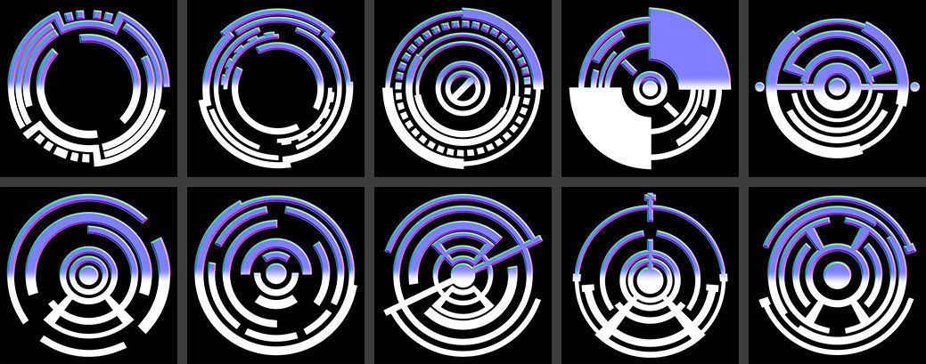 150 Sci-Fi Hologram Normal Map and Alpha Pack 3D model_7